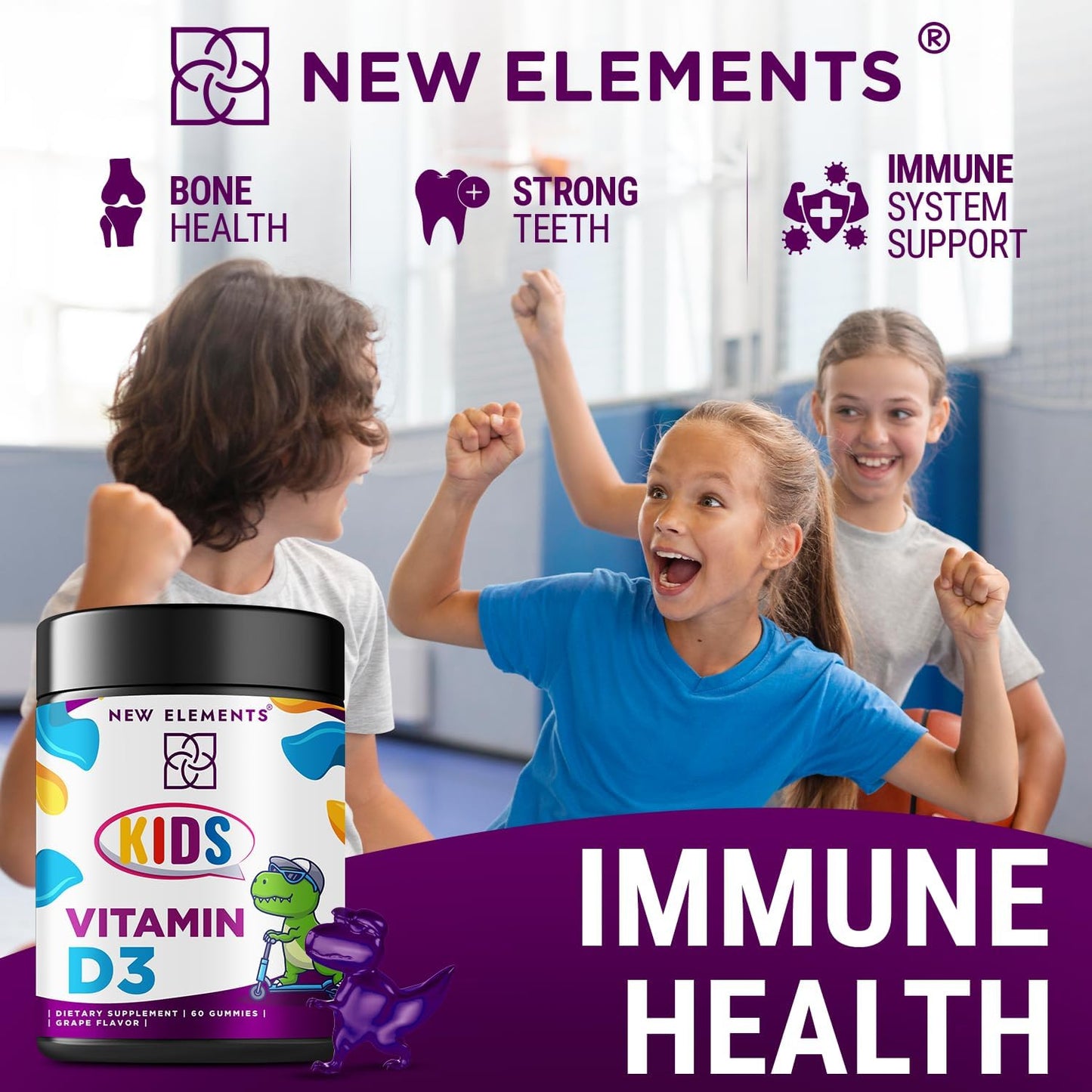 Vitamin D3 K2 Gummies 10000 IU with Calcium 100mg for Adults & Kids - Bone Health & Strong Teeth - Immunity Support 2000IU - Mk7 Vitamin K2 100mcg