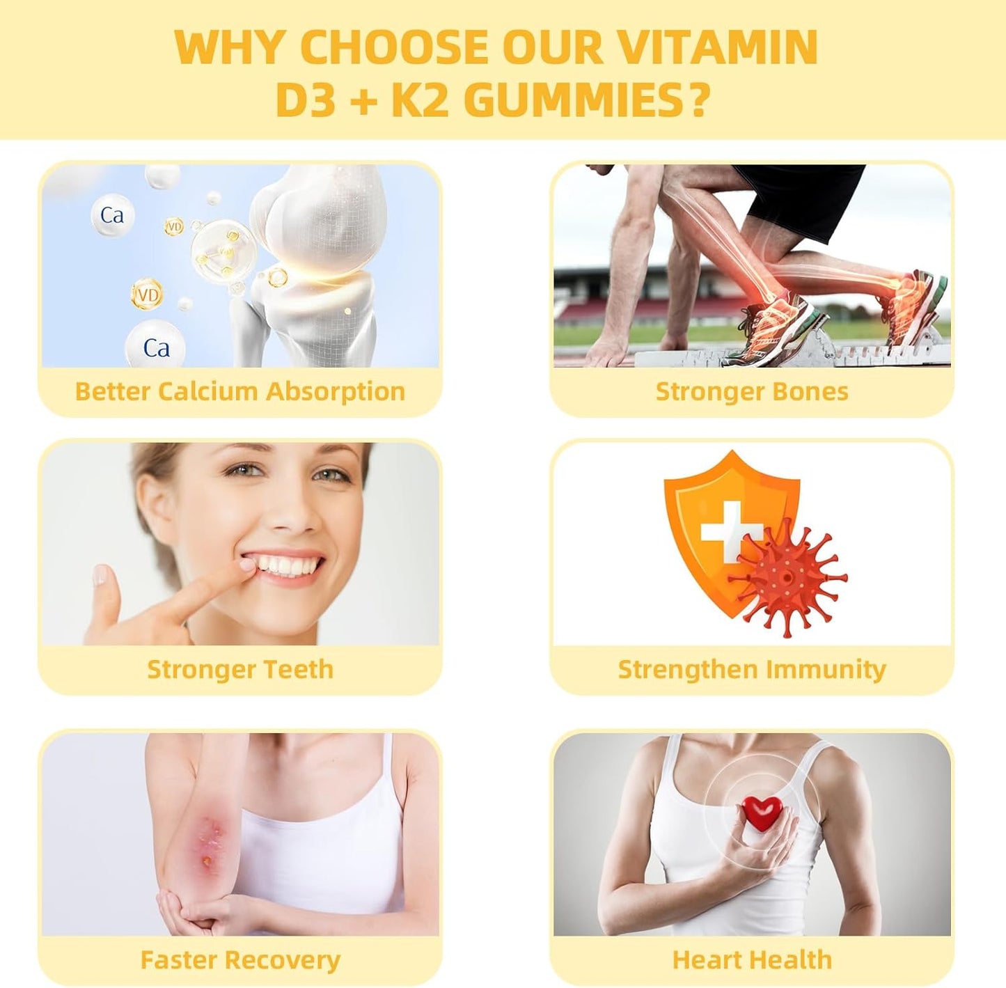Vitamin D3 K2 Gummies with Vitamin B Complex for Bone Strength - Mango Flavor, 120mcg K2 (MK-7), 5000IU D3, Sugar Free - 60 Counts x 2 Packs for Adults & Kids