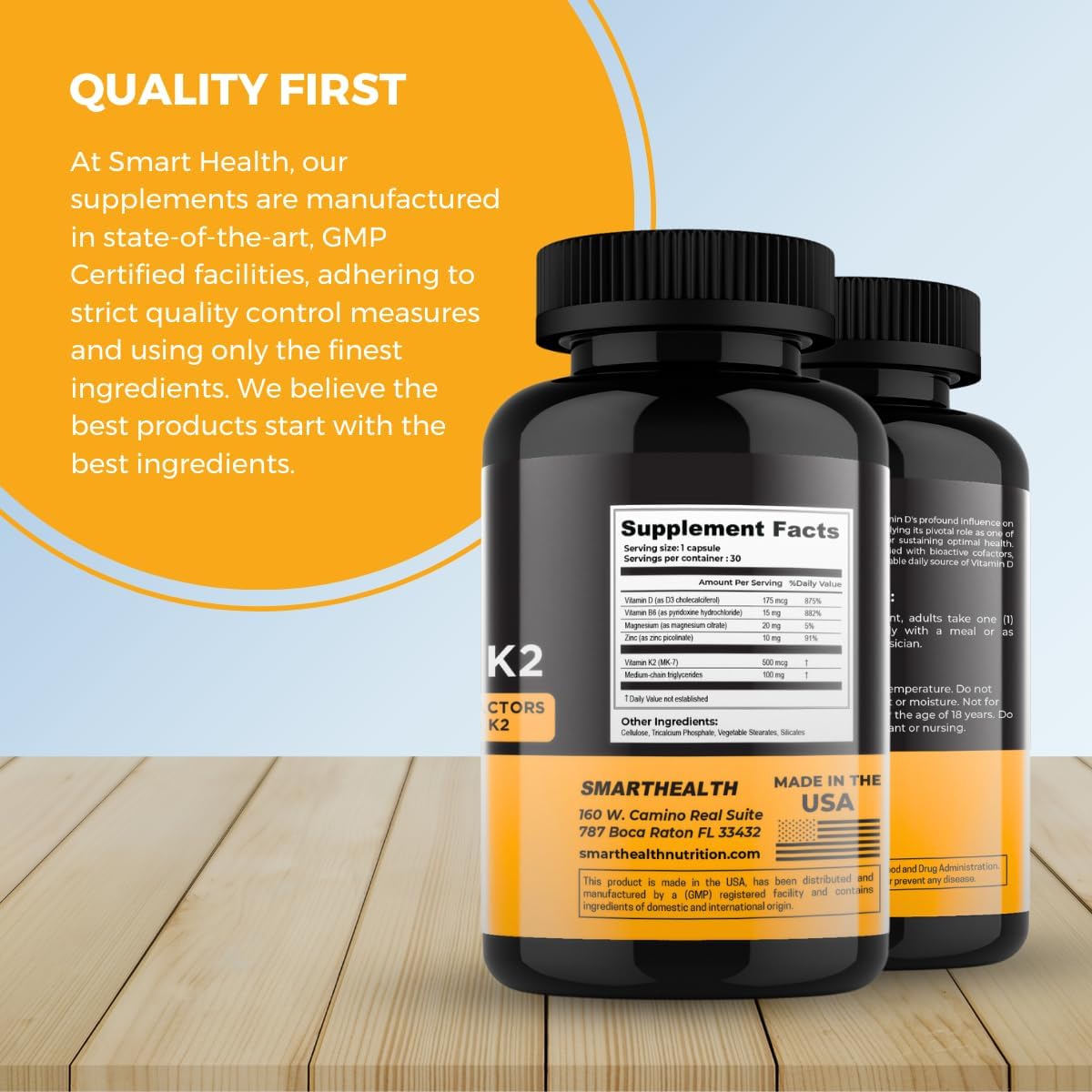 Vitamin D3 + K2 Supplement for Bone Health & Immune Support - 7000 IU D3 + 500 MCG K2 - with B6, Magnesium & Zinc - Gluten Free, Vegan - 30 Veg Caps