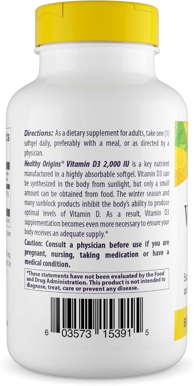 Vitamin D3 (Lanolin) 2,000 IU Softgels - Bone Health & Immune Support - Gluten-Free & Easily Absorbable - 360 Count - BoostGo Australia