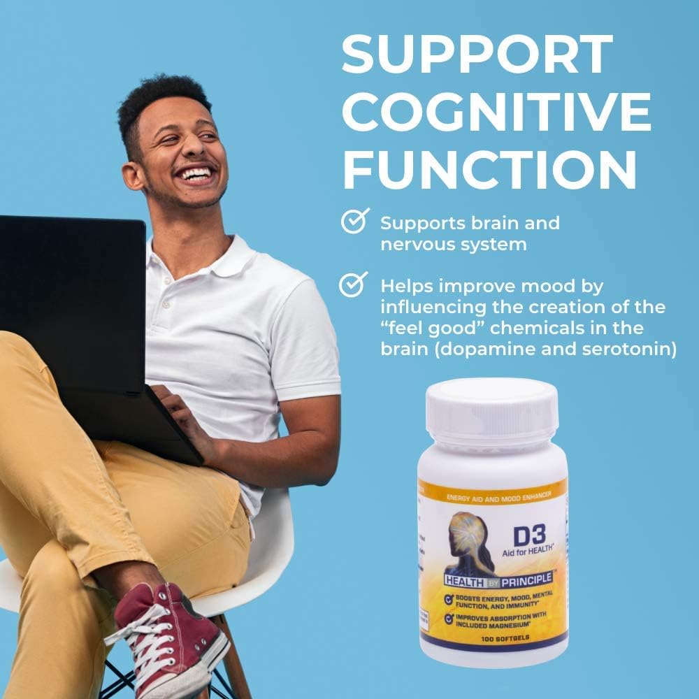 Vitamin D3 Softgels with Coconut Oil for Immune, Bone, and Cognitive Health - Natural, Organic, Gluten Free - 1 Mini Softgels