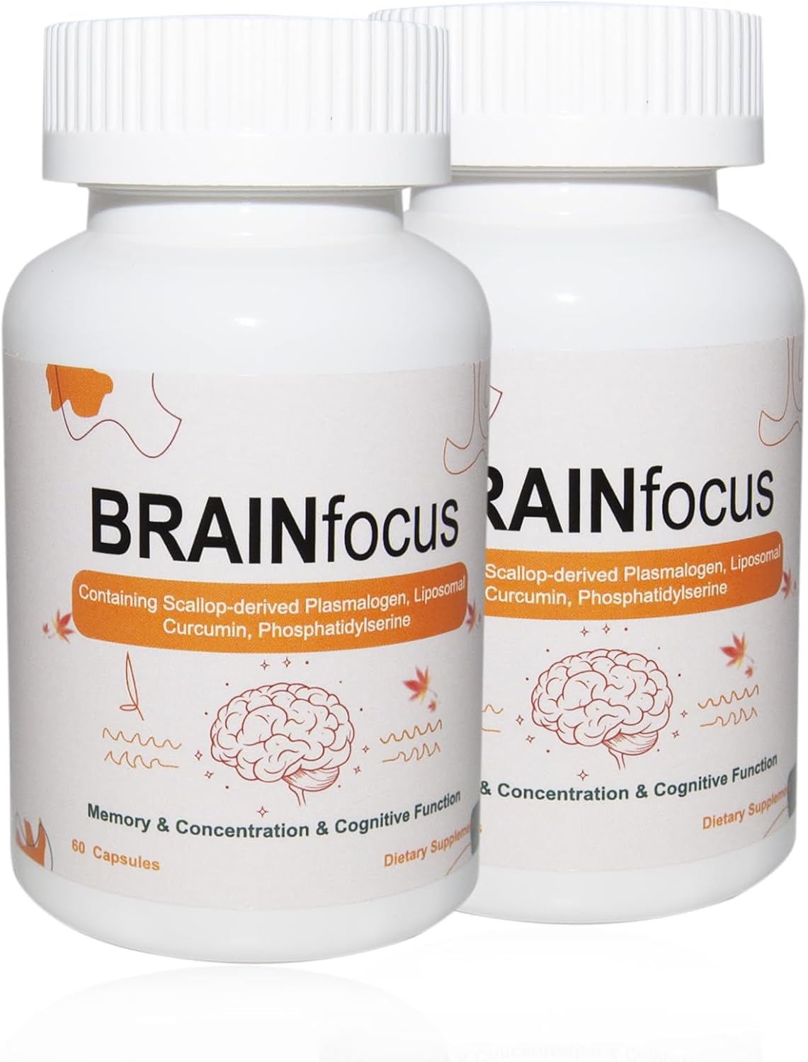 Vitamin E Brain Supplements with Curcumin for Memory, Focus, and Cognitive Function - 120 Servings