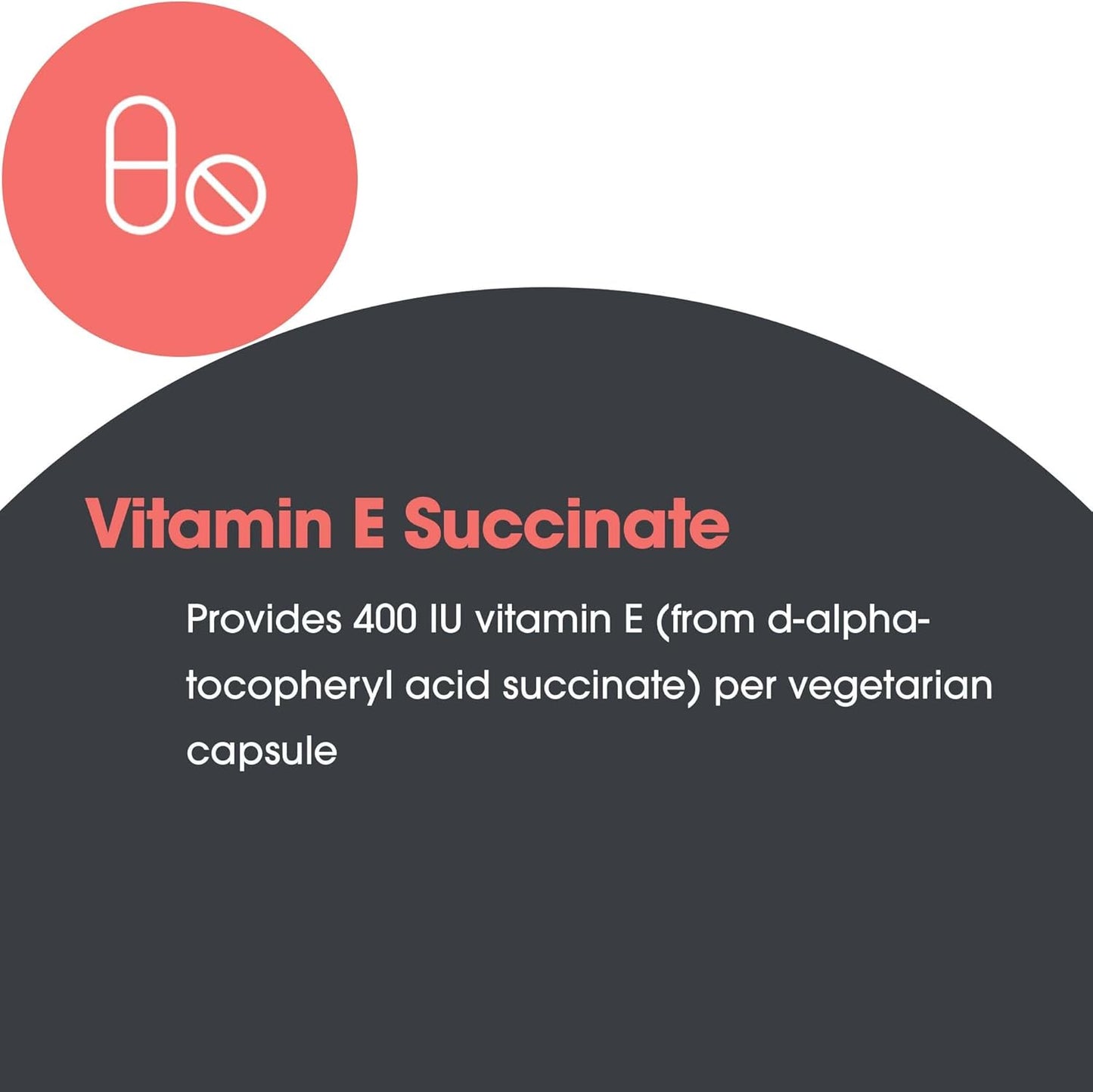 Vitamin E Succinate Supplement 400 IU D-Alpha-Tocopheryl Antioxidant Capsules - 100 Count, Vegetarian Formula for Men & Women by Allergy Research Group