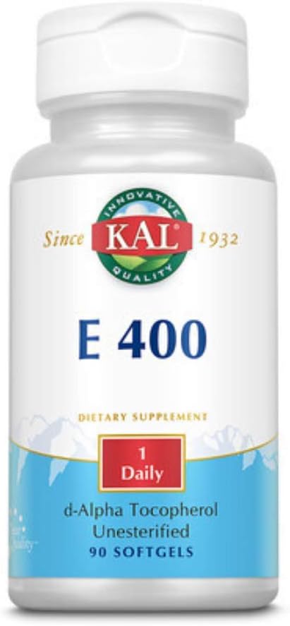 Vitamin E Supplement Softgels, 400 IU, 90 Count Bottle - KAL D-Alpha Tocopherol