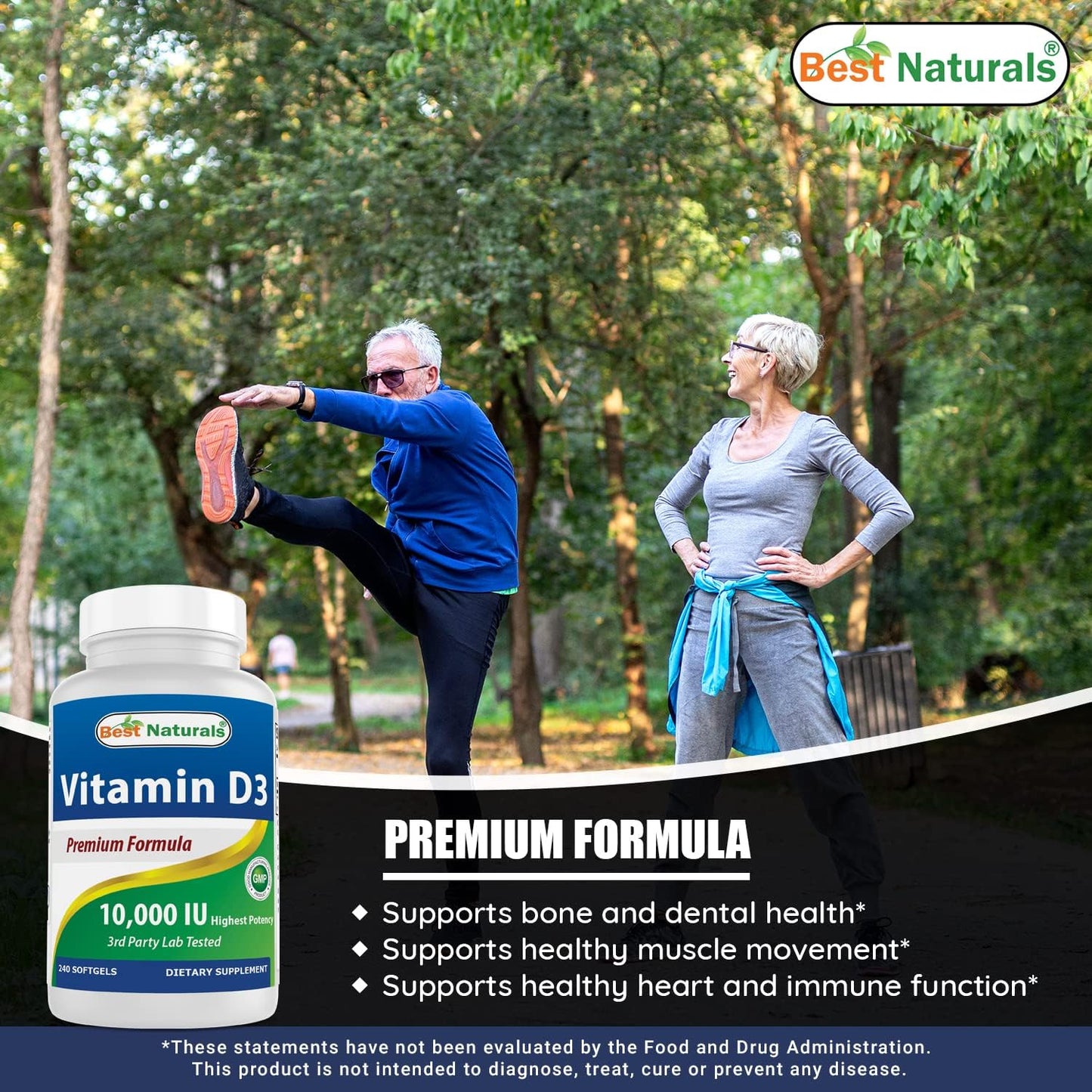 Vitamin K2 (MK7) with D3 & 10000 IU Vitamin D3 Supplement for Bone Health & Immune Support