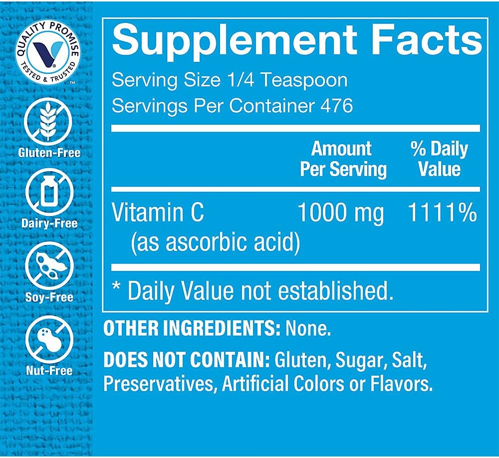 Vitamin Shoppe 1,000MG Vitamin C Powder for Immune & Cardiovascular Health (17 oz)