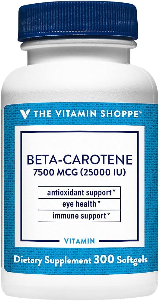 Vitamin Shoppe Beta-Carotene 2,500IU Softgels for Vision & Immune Health - Antioxidant Support (300 Count)