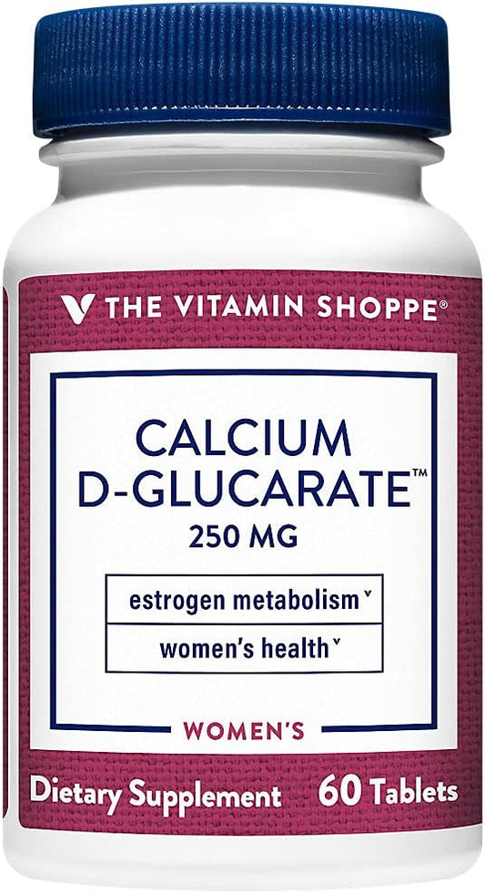 Vitamin Shoppe Calcium D-Glucarate 250MG Tablets for Women's Health - Supports Estrogen Metabolism & Hormone Balance - 60 Count