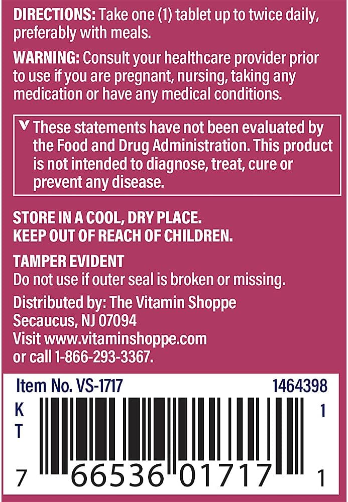 Vitamin Shoppe Calcium D-Glucarate 250MG Tablets for Women's Health - Supports Estrogen Metabolism & Hormone Balance - 60 Count