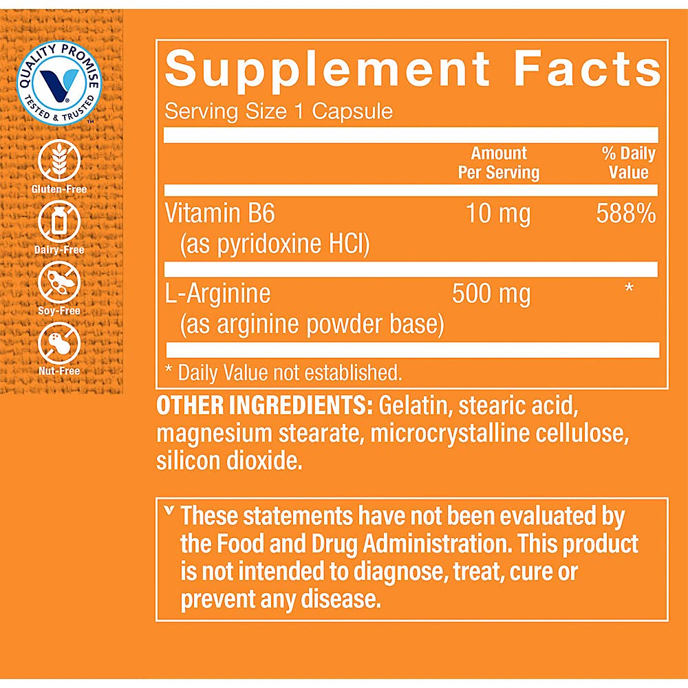 Vitamin Shoppe L-Arginine Capsules 500MG (300 Count)