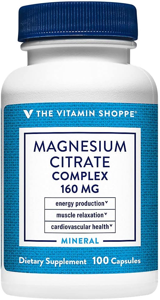 Vitamin Shoppe Magnesium Citrate Complex 160MG Capsules for Bone, Teeth, and Energy Support