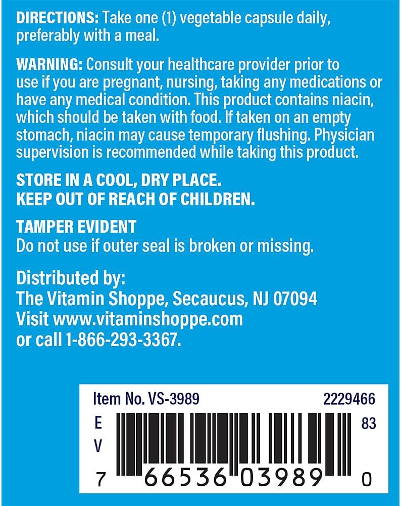 Vitamin Shoppe Niacin 500 MG Cholesterol Support - 100 Veg Caps