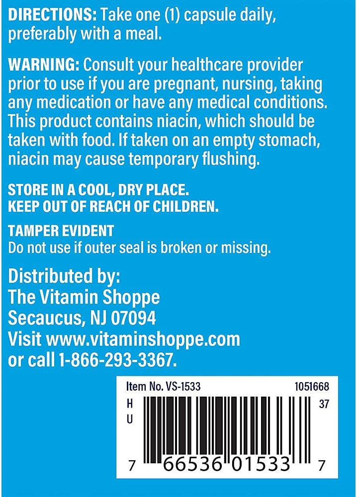 Vitamin Shoppe Niacinamide 500MG Capsules - Supports Healthy Cholesterol Levels, Once Daily Supplement - 300 Count