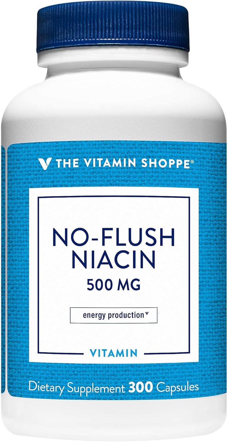 Vitamin Shoppe No Flush Niacin 500MG Capsules for Cholesterol & Metabolism Support - 300 Count