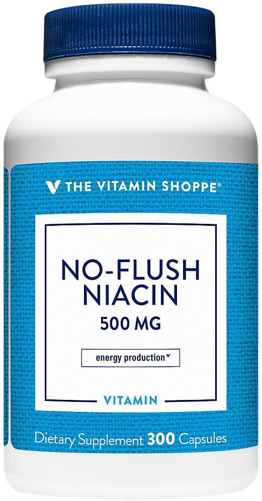 Vitamin Shoppe No Flush Niacin 500MG Capsules for Cholesterol & Metabolism Support - 300 Count