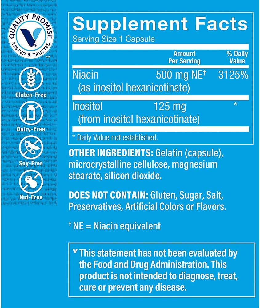 Vitamin Shoppe No Flush Niacin 500MG Capsules for Cholesterol & Metabolism Support - 300 Count