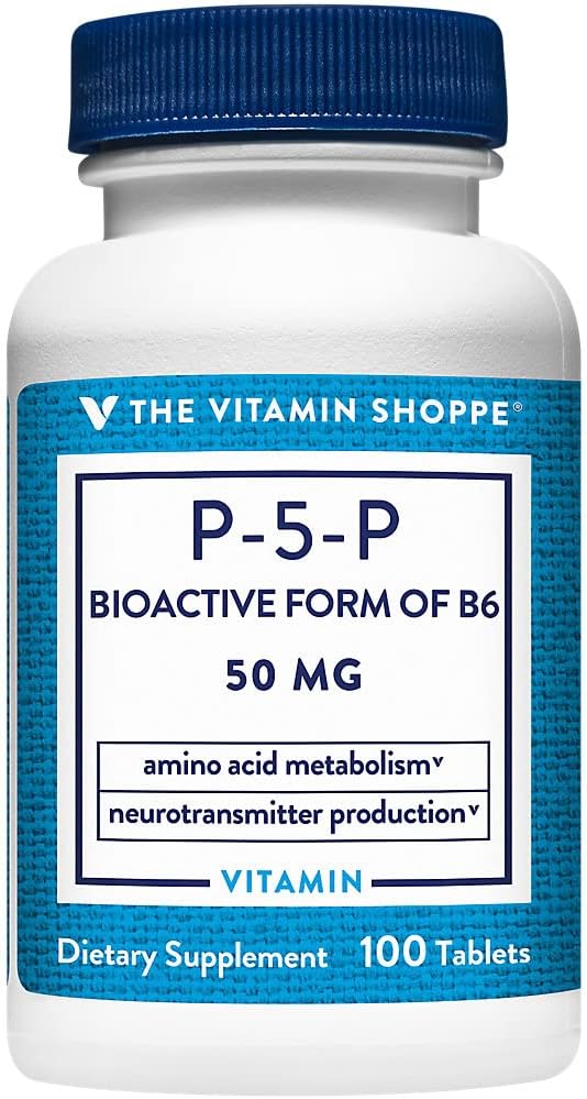 Vitamin Shoppe P-5-P 50MG: Coenzyme Vitamin B6 for Protein Metabolism, Neurotransmitter Synthesis (100 Tablets)