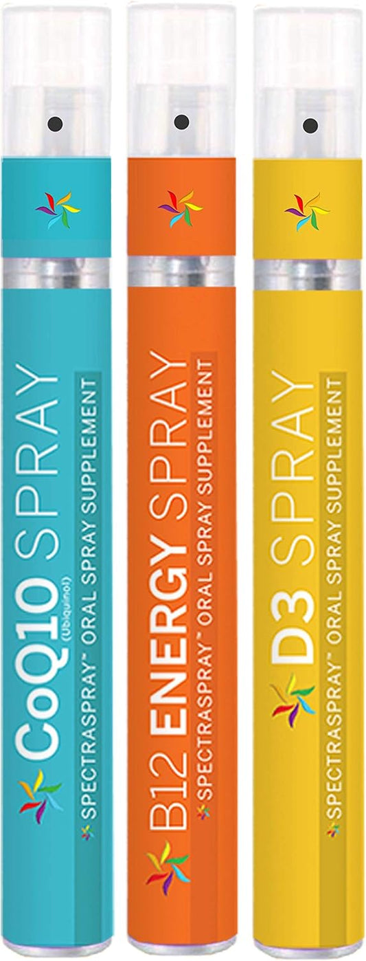 Vitamin Spray Set for Anti-Aging & Active Lifestyle (D3, B12, & COQ10) - Spectraspray