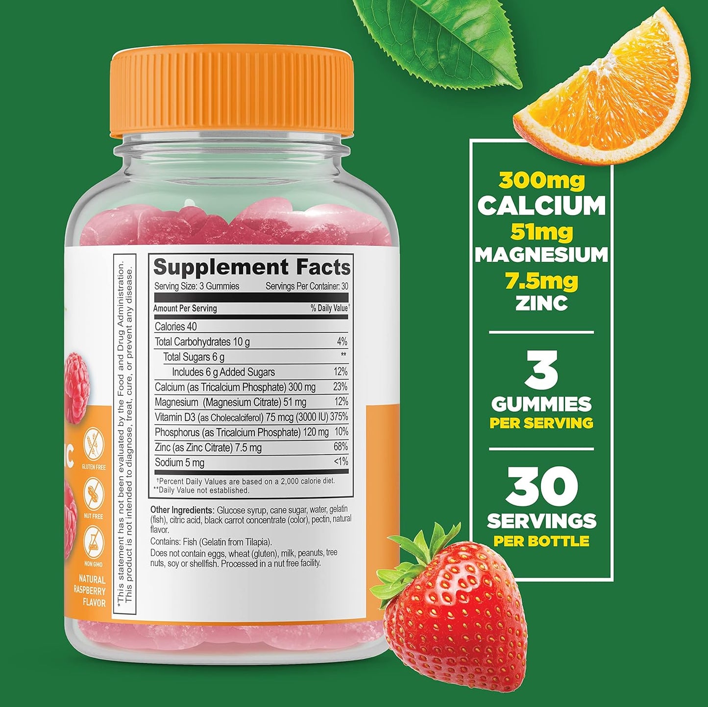 Vitamin Supplement Bundle with Collagen, Biotin, Calcium, Magnesium, Zinc & Vitamin D Gummies - Gluten Free, GMO Free Chewables