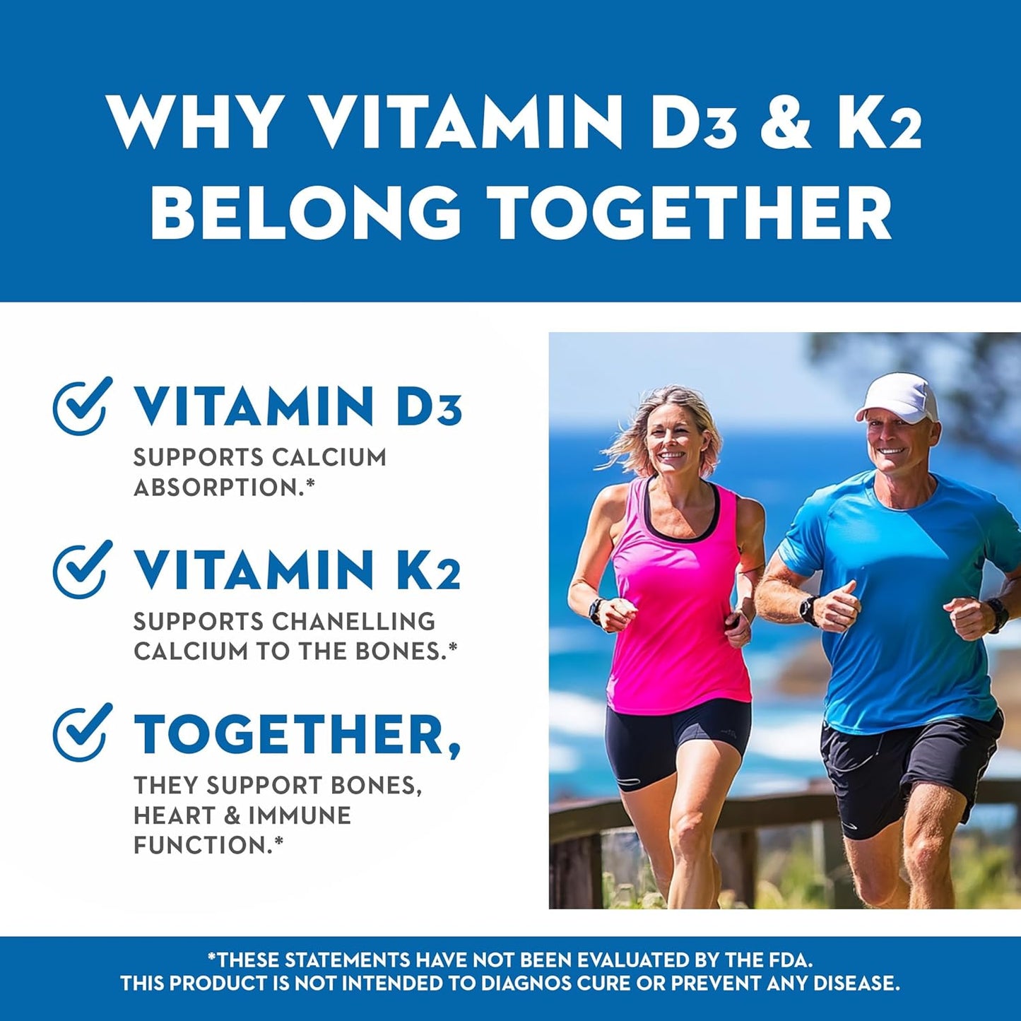 Vitaminerals® Vitamin D3 + K Complex with Veggies & Fruits Blend - 2500iu D, 80mcg K - 60 Capsules