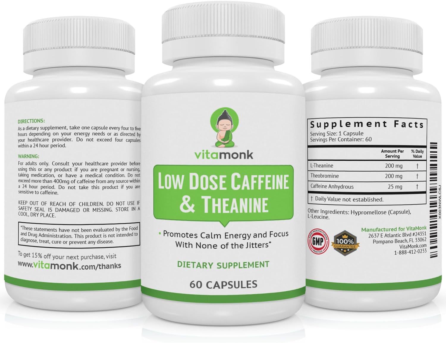 VitaMonk Brain Boost Bundle with Alpha GPC, Uridine, Low Dose Caffeine, and L-Theanine - Cognitive Enhancement Supplement Pack