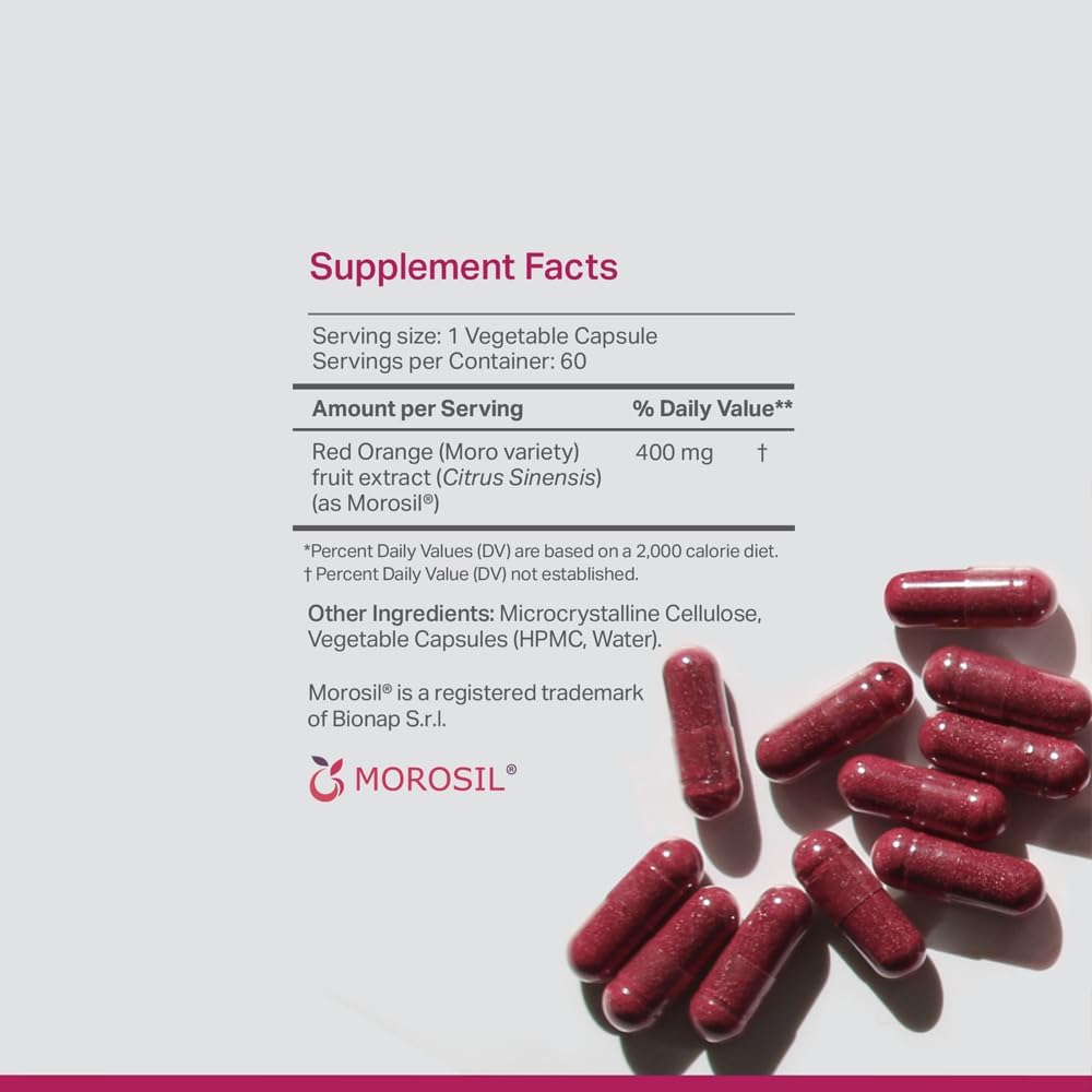 VitaMorosil Antioxidant Supplement for Men & Women - Wellness & Vitality Boost - Moro Red Orange - Non-GMO, Gluten Free - 60 Capsules - USA Made