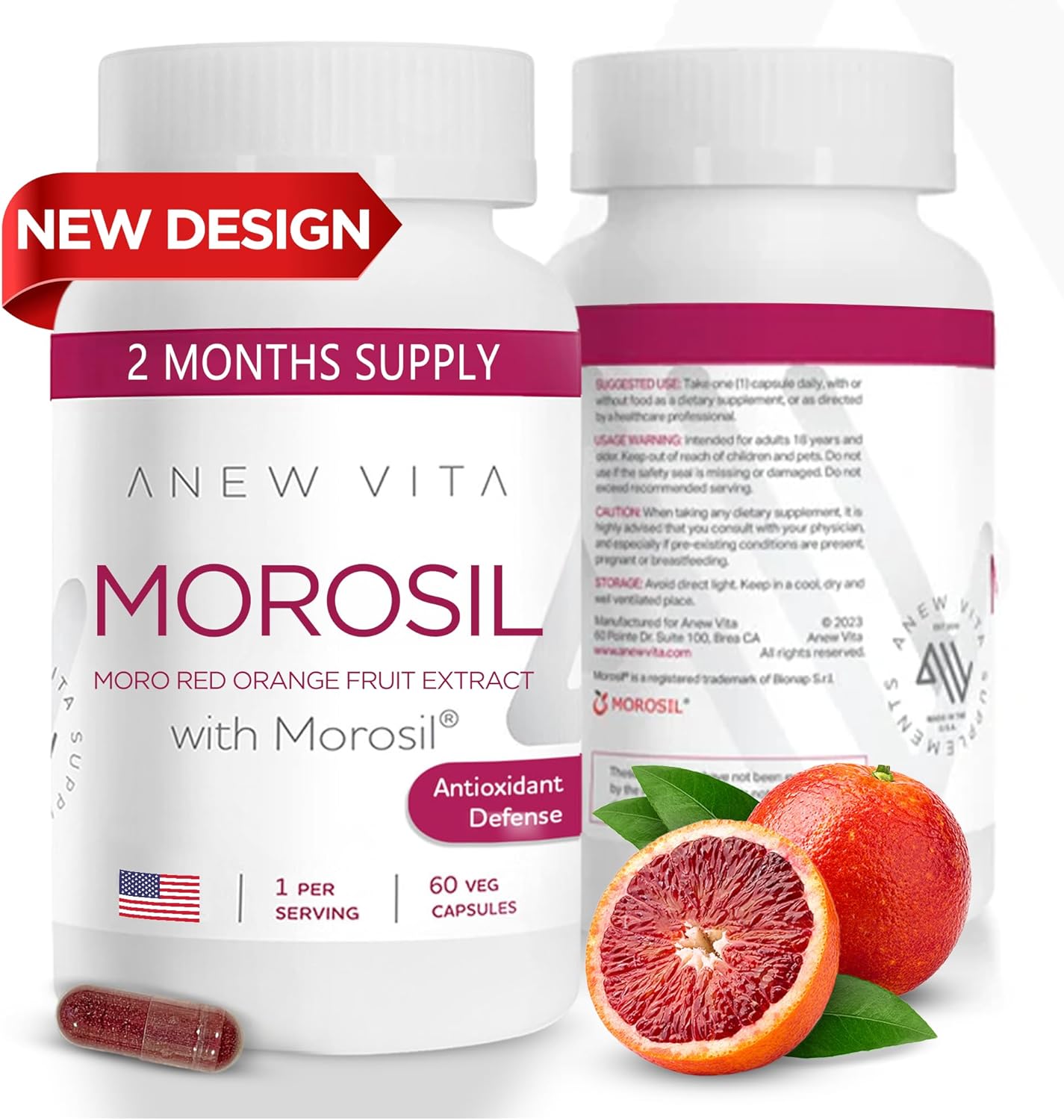 VitaMorosil Antioxidant Supplement for Men & Women - Wellness & Vitality Boost - Moro Red Orange - Non-GMO, Gluten Free - 60 Capsules - USA Made