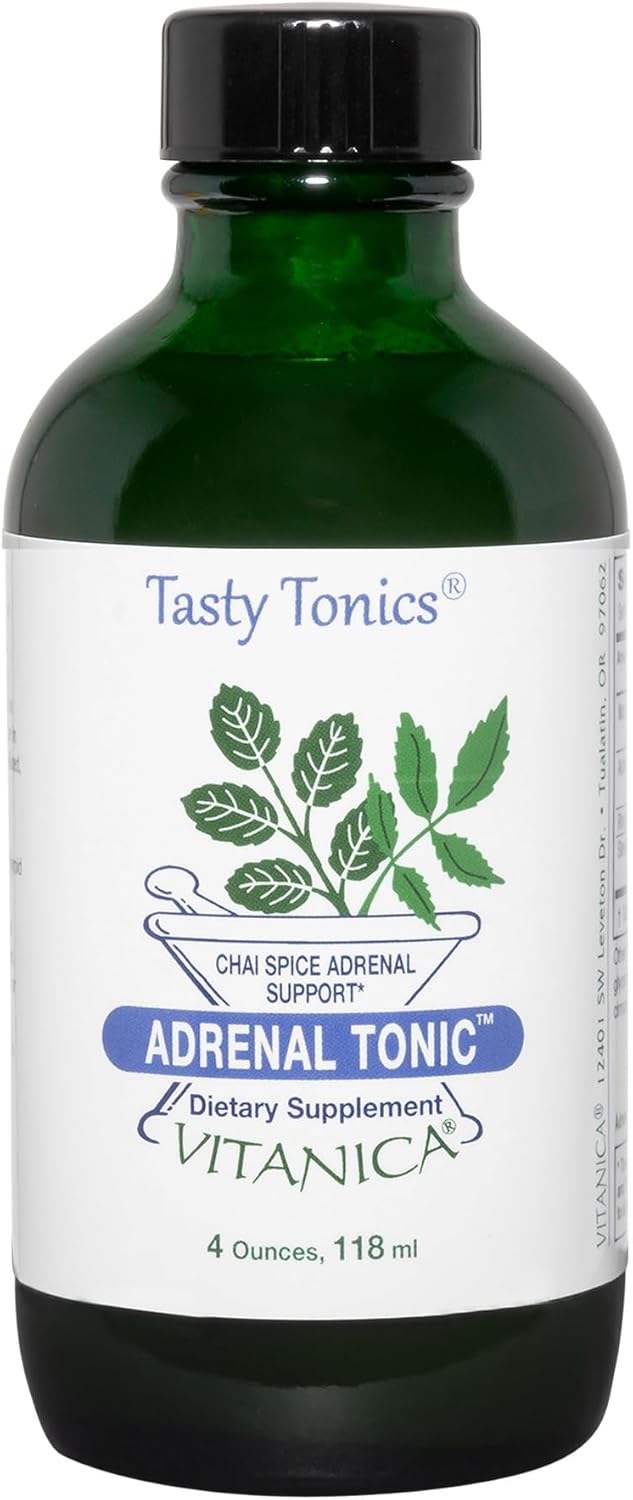 Vitanica Adrenal Tonic: Alcohol-Free Vegan Adrenal Support Supplement, Chai Spice Flavor - 4oz