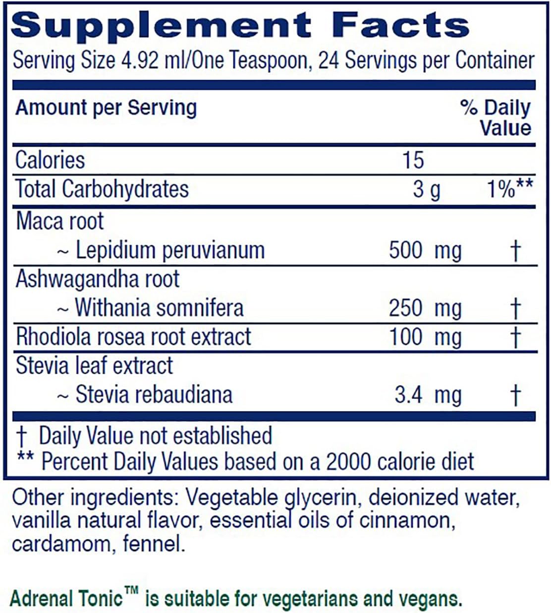 Vitanica Adrenal Tonic: Alcohol-Free Vegan Adrenal Support Supplement, Chai Spice Flavor - 4oz