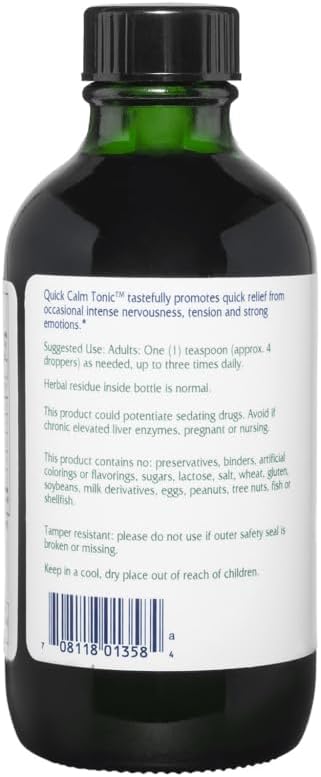 Vitanica Quick Calm Tonic - Herbal Stress Support Supplement with Lavender, Valerian, Kava, Passionflower - BlackBerry Vanilla - 4 Fl Oz