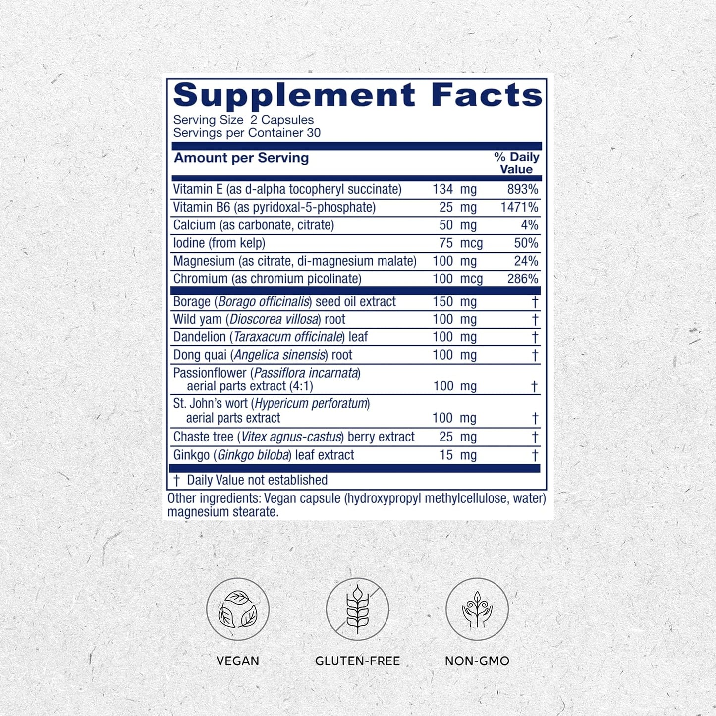 Vitanica Women's Phase I Premenstrual Support Capsules - Vegan Formula, 60 Count - BoostGo Australia