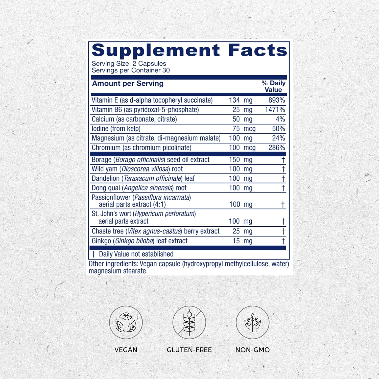 Vitanica Women's Phase I Premenstrual Support Capsules - Vegan Formula, 60 Count - BoostGo Australia