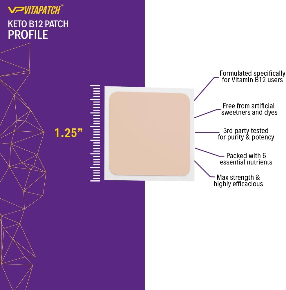 VitaPatch Keto & B12 Methylcobalamin Energy Patch - 30 Day Supply, Made in USA