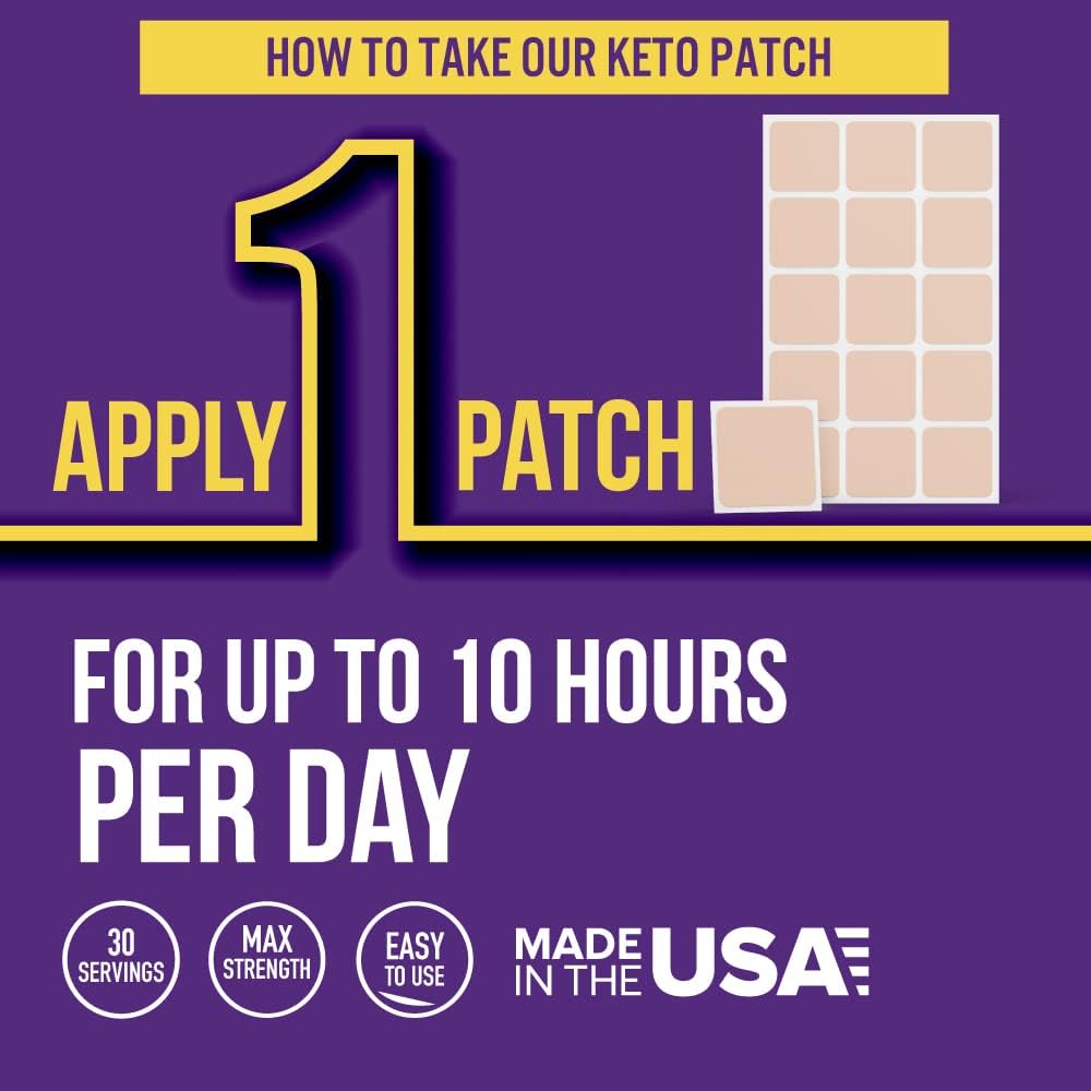 VitaPatch Keto & B12 Methylcobalamin Energy Patch - 30 Day Supply, Made in USA