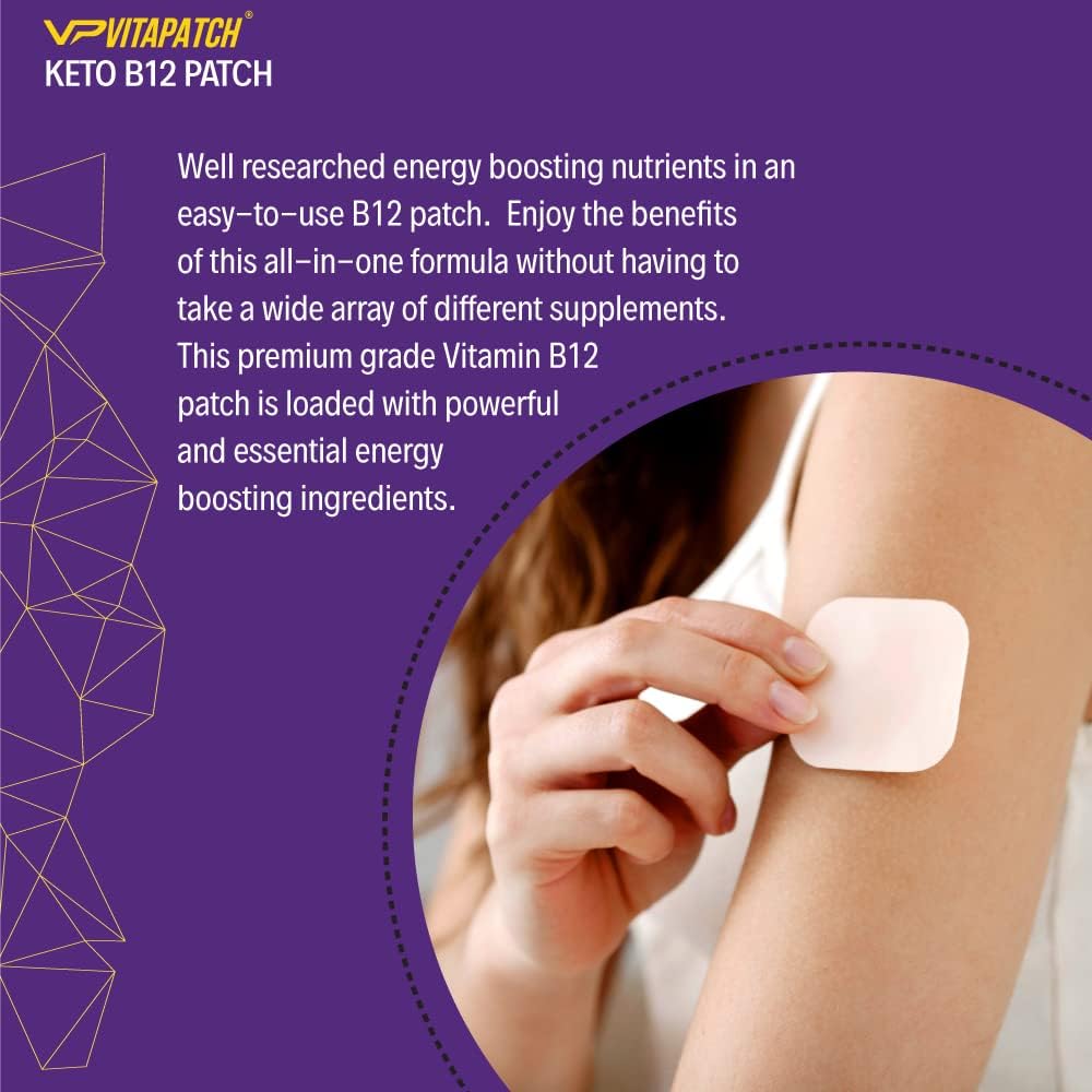 VitaPatch Keto & B12 Methylcobalamin Energy Patch - 30 Day Supply, Made in USA