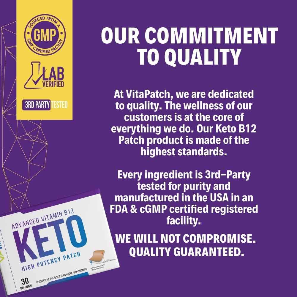 VitaPatch Keto & B12 Methylcobalamin Energy Patch - 30 Day Supply, Made in USA