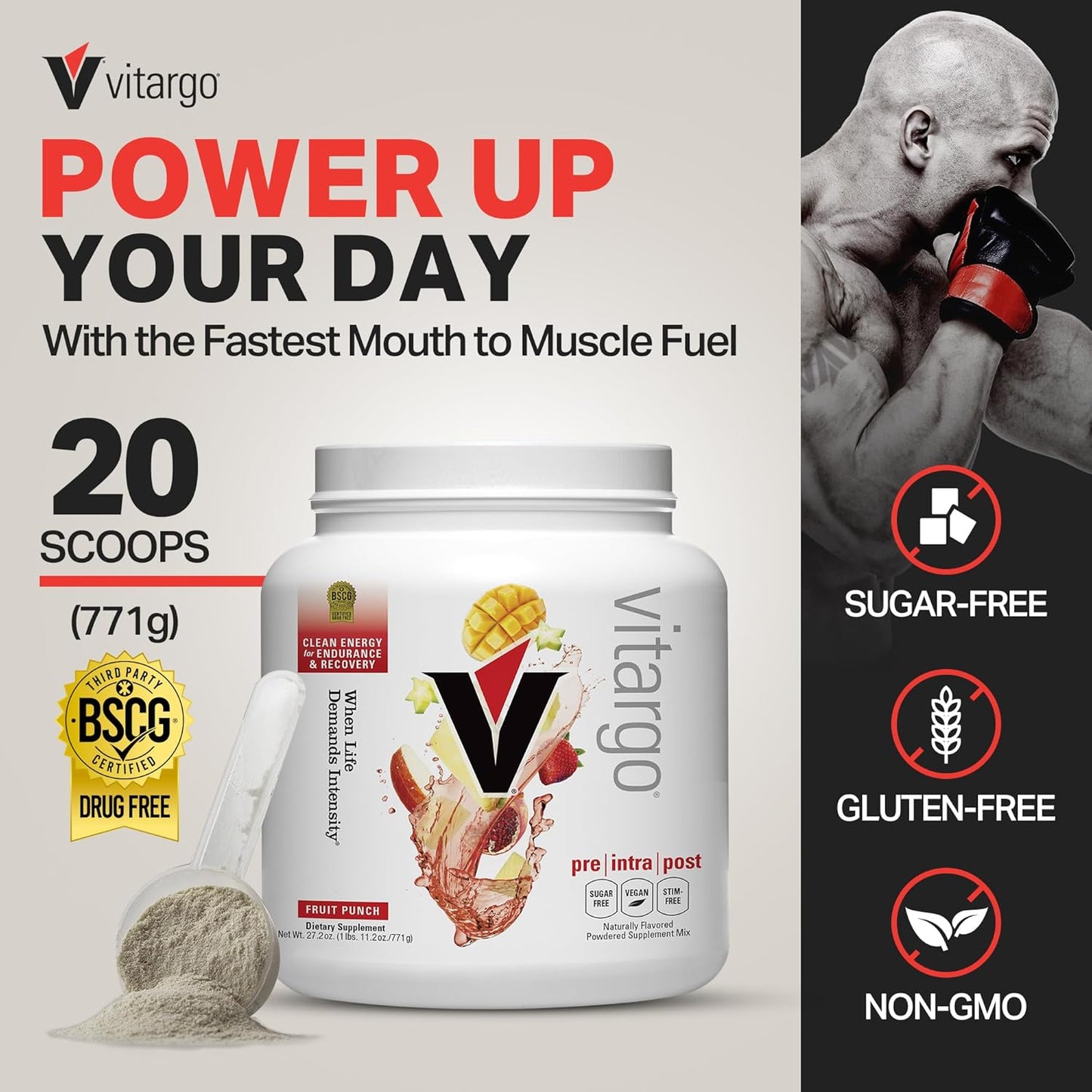 Vitargo Carbohydrate Powder Fruit Punch 1.7 LB - Fast Muscle Glycogen Replenishment - Sugar-Free Complex Carb Powder for Recovery, Endurance & Muscle Gain - Made in USA - BoostGo Australia
