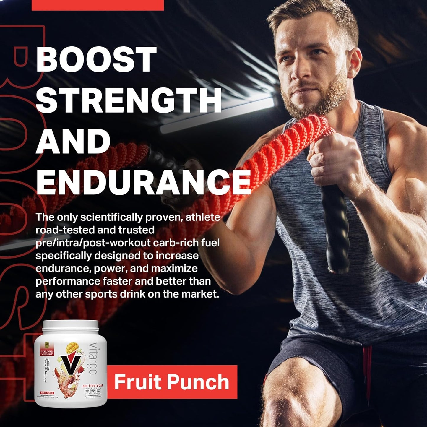 Vitargo Carbohydrate Powder Fruit Punch 1.7 LB - Fast Muscle Glycogen Replenishment - Sugar-Free Complex Carb Powder for Recovery, Endurance & Muscle Gain - Made in USA - BoostGo Australia