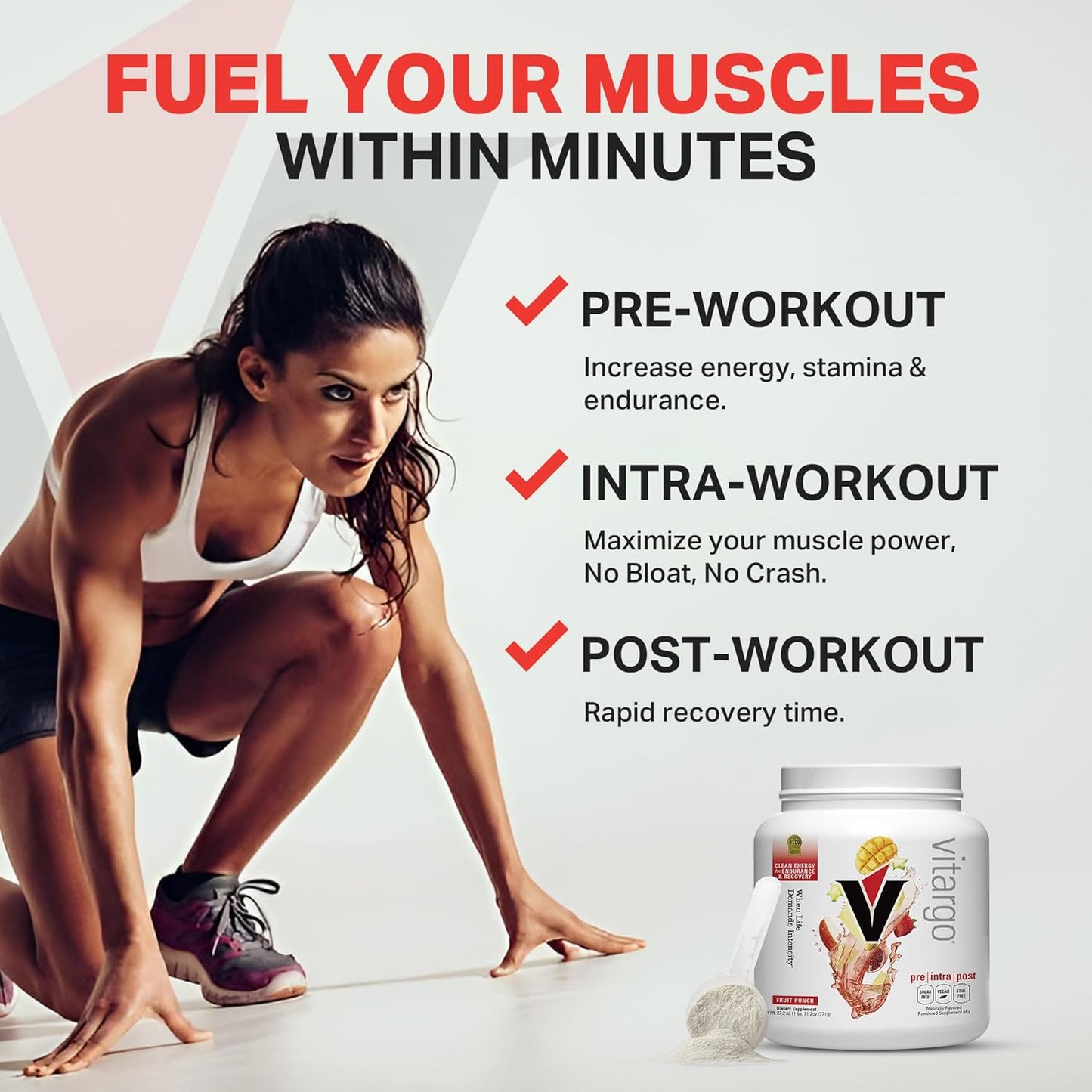 Vitargo Carbohydrate Powder Fruit Punch 1.7 LB - Fast Muscle Glycogen Replenishment - Sugar-Free Complex Carb Powder for Recovery, Endurance & Muscle Gain - Made in USA - BoostGo Australia