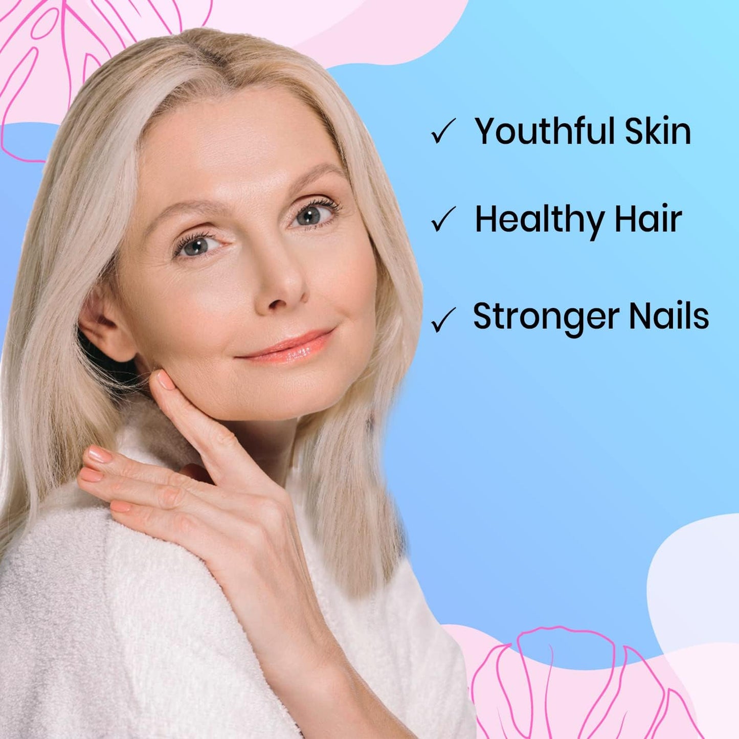 VITASEI Collagen Supplements for Hair, Skin, Nails, and Joints - Type I & X Collagen Peptides with Hyaluronic Acid and Vitamin C - 90 Capsules for Women & Men