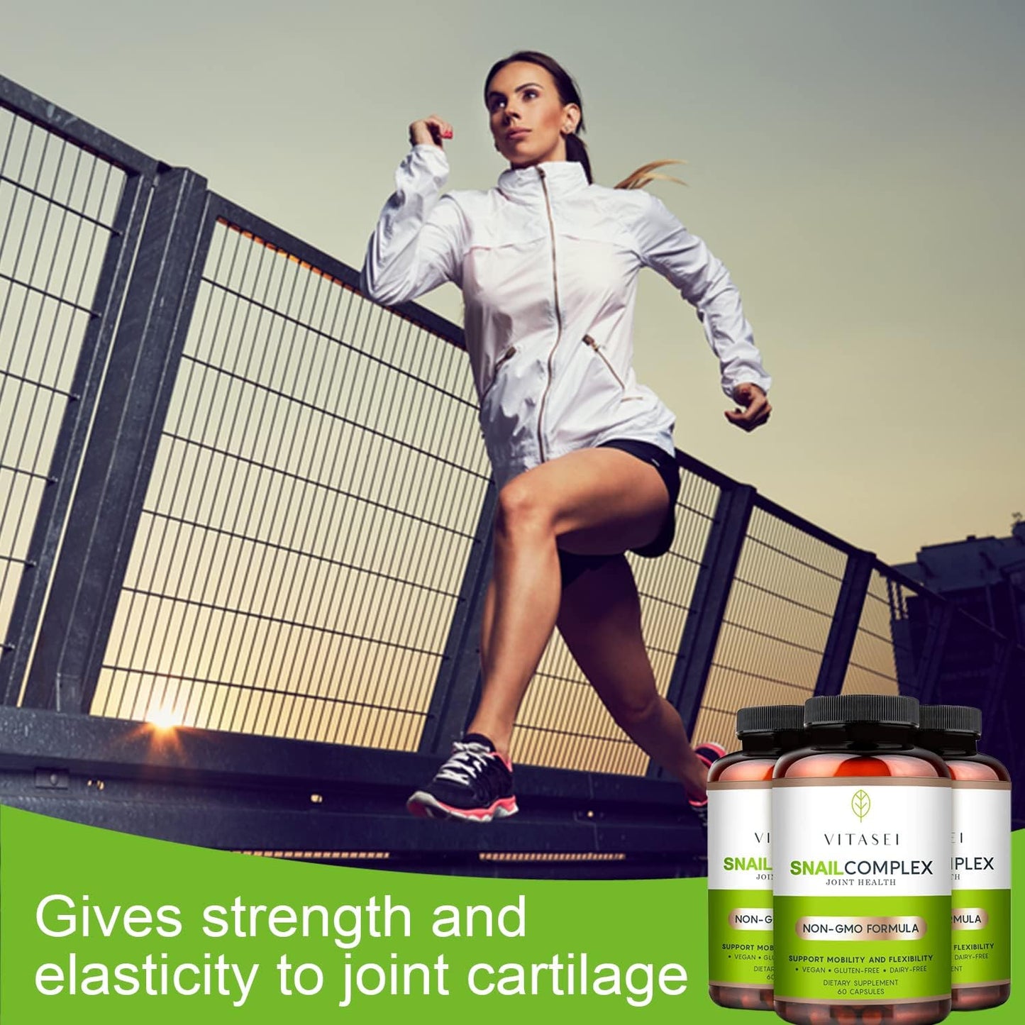 VITASEI Snail Complex Joint Supplement - 180 Capsules, Gluten-Free, Dairy-Free, Non-GMO, Vegan - with Glucosamine, Chondroitin, MSM, Collagen & More
