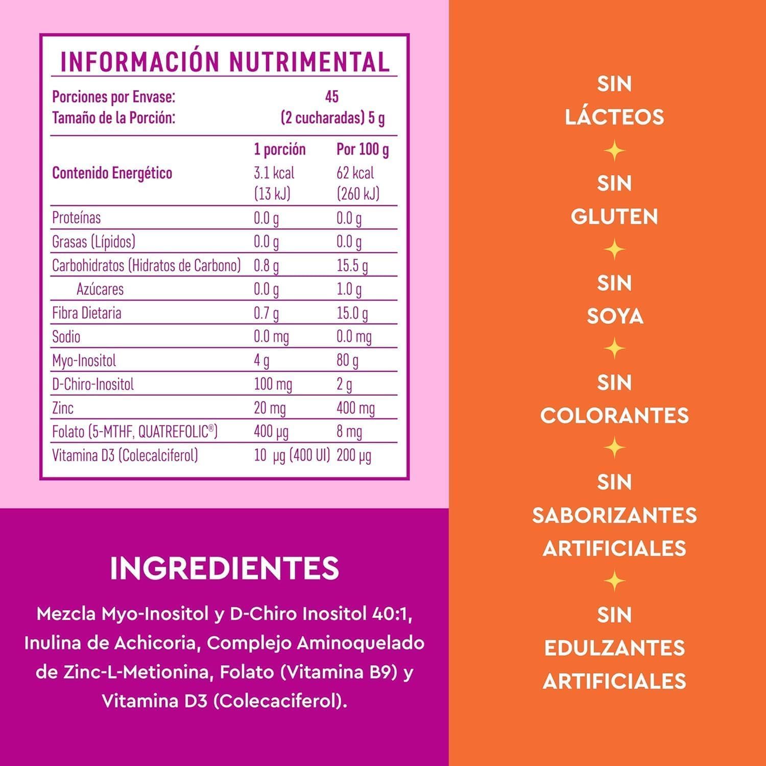 Vitatú Myo Inositol & D-Chiro Inositol 40:1 Mix with Folate, Vitamin D3, Zinc - Powdered Supplement for Women, 45 Day Supply
