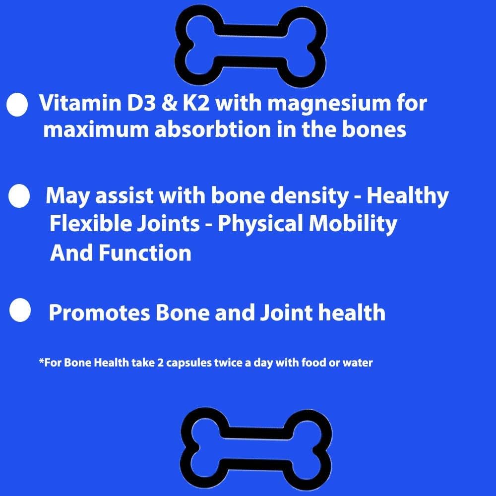 VitaVocal Bone and Joint Support Capsules with D3, K2, Calcium, Magnesium - Promotes Healthy Bones and Joints - 120 Vegetarian Capsules