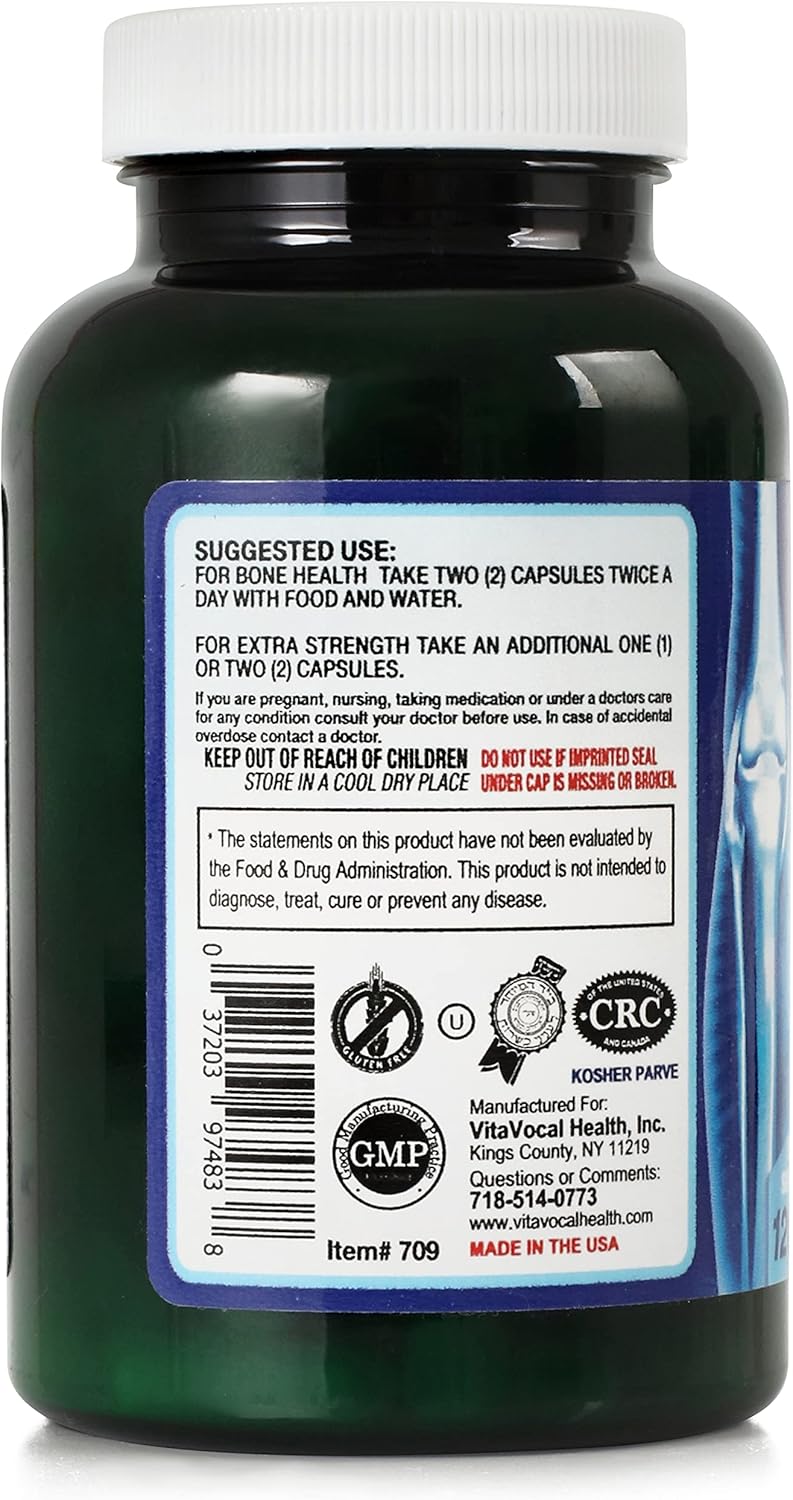 VitaVocal Bone and Joint Support Capsules with D3, K2, Calcium, Magnesium - Promotes Healthy Bones and Joints - 120 Vegetarian Capsules