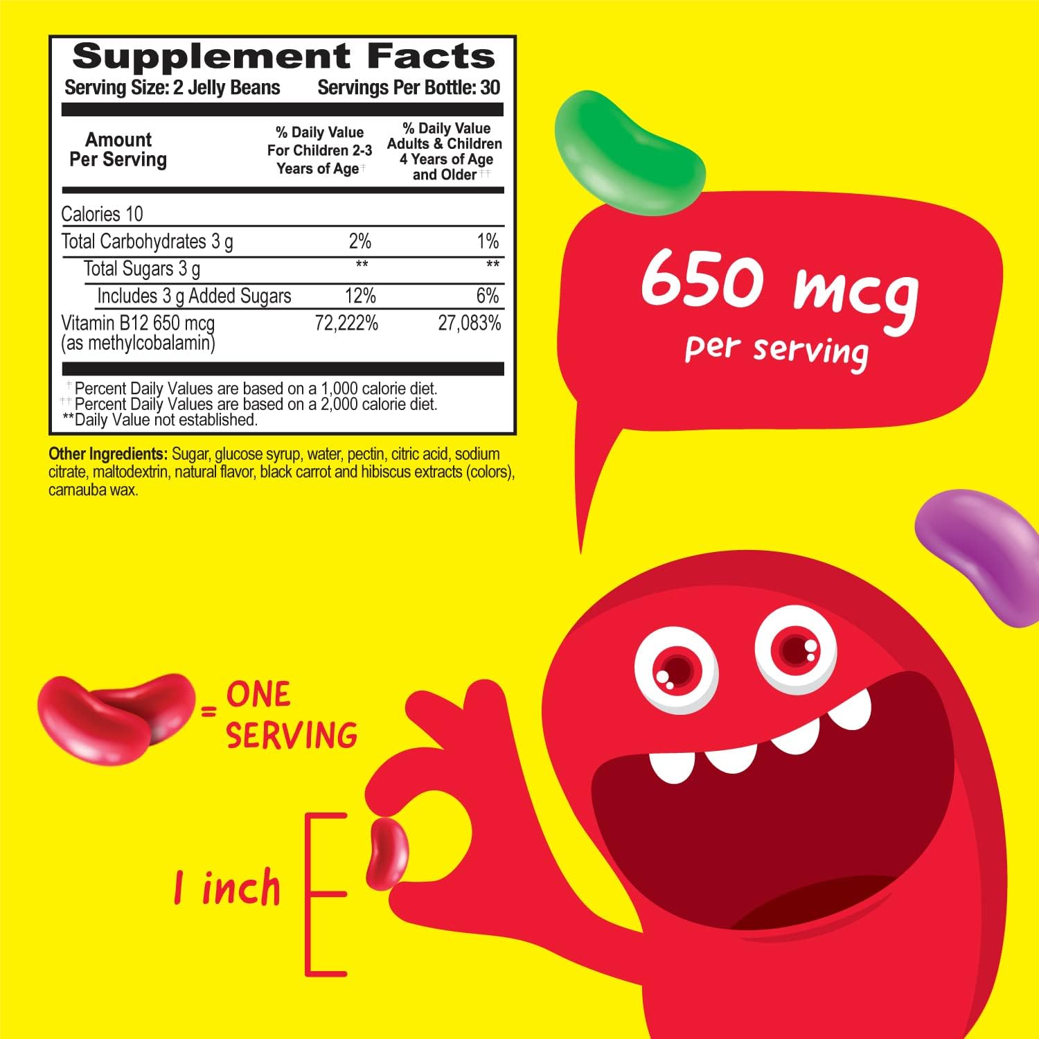VitaWorks Vitamin B12 650mcg Berry Blast Jelly Beans for Kids - Vegan & GMO-Free Energy Support - 60 Jellies - BoostGo Australia