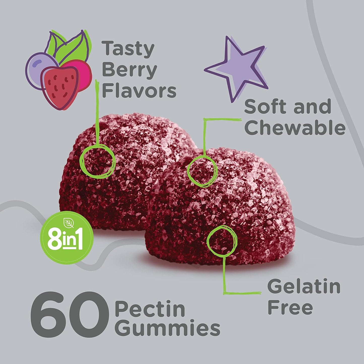 Viteey Kids Multivitamin Gummies with Probiotics - Immune Health Support with Vitamin C, D3, B12, B6, Zinc, Elderberry - Vegetarian - Berry Flavored
