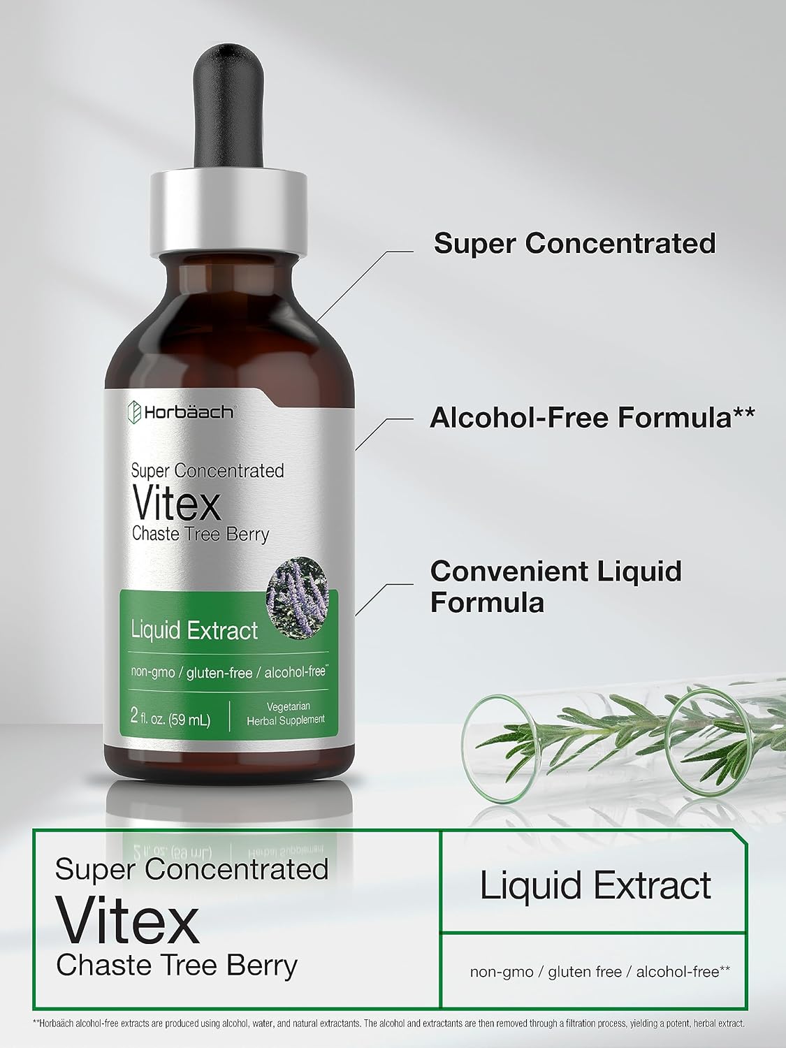Vitex Berry Chasteberry Extract - Super Concentrated 2 fl oz Supplement, Alcohol-Free, Vegetarian, Non-GMO, Gluten-Free