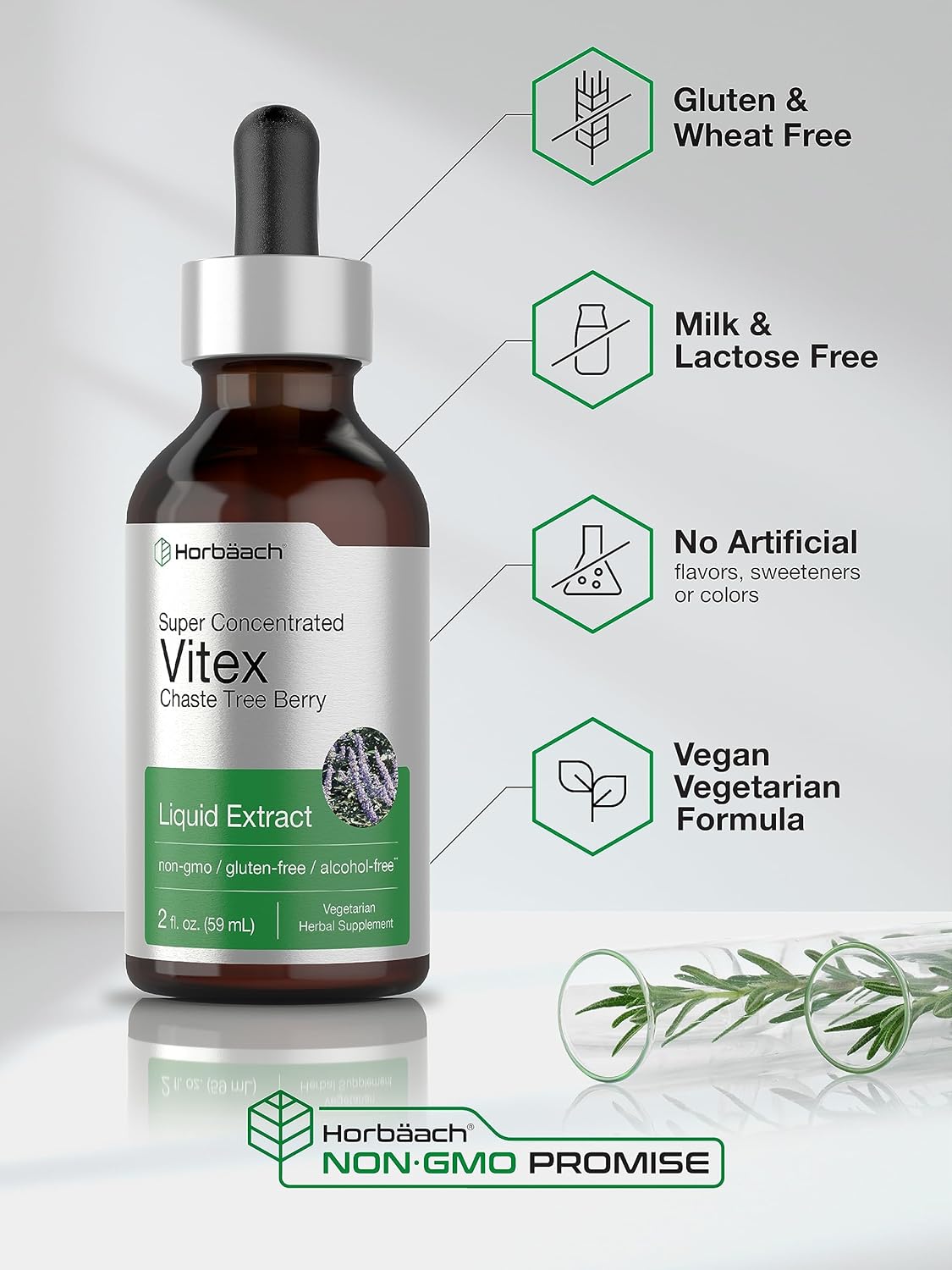 Vitex Berry Chasteberry Extract - Super Concentrated 2 fl oz Supplement, Alcohol-Free, Vegetarian, Non-GMO, Gluten-Free
