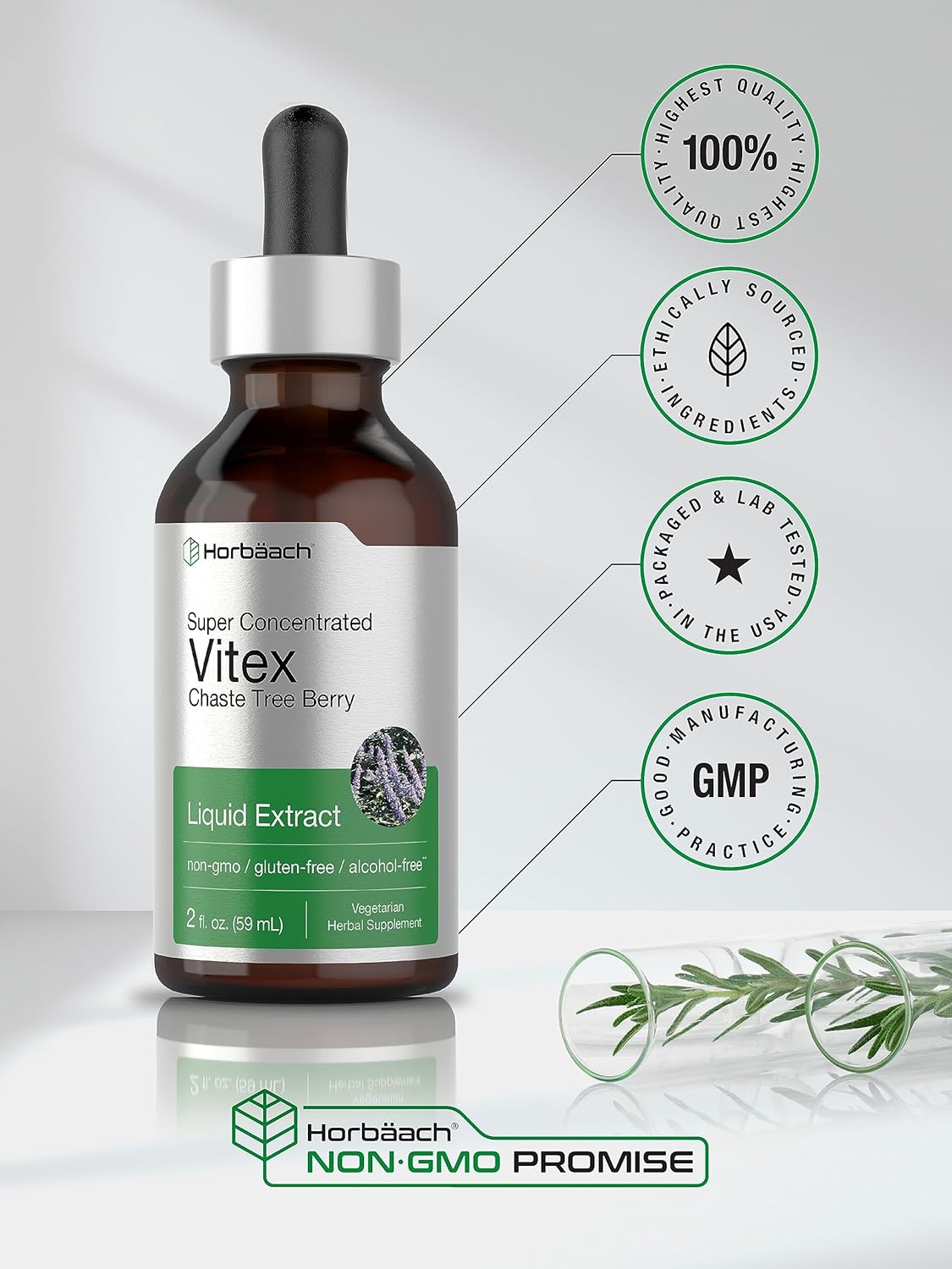 Vitex Berry Chasteberry Extract - Super Concentrated 2 fl oz Supplement, Alcohol-Free, Vegetarian, Non-GMO, Gluten-Free