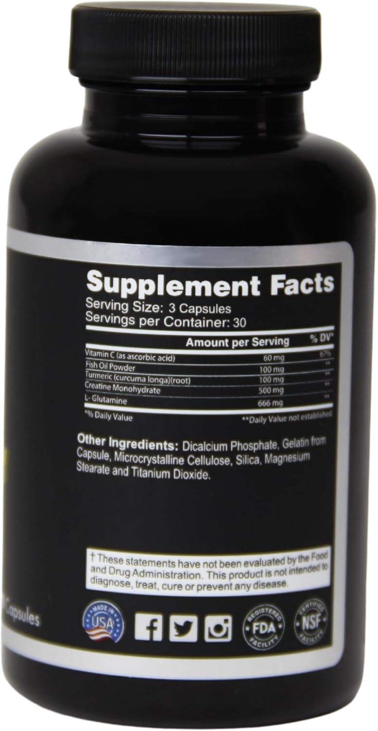 Vitta Energy Capsules with Vitamin C, Fish Oil Powder, Turmeric, Creatine Monohydrate, L-Glutamine - 90 Capsules